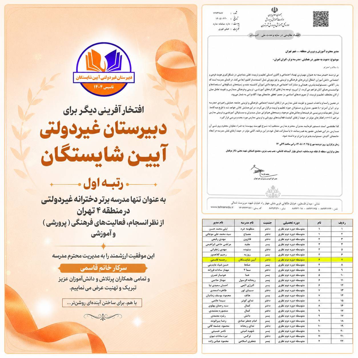 دبیرستان آیین شایستگان